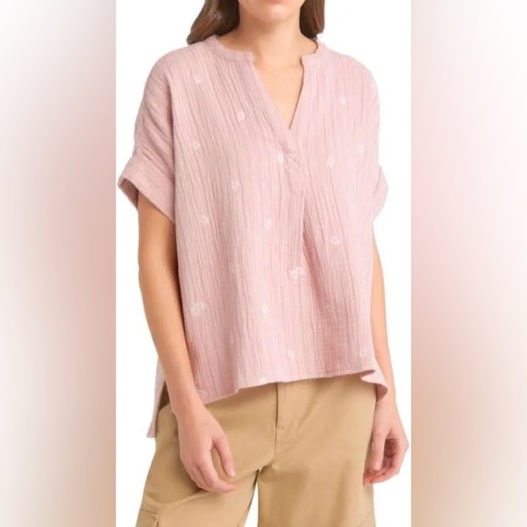 MADEWELL Embroidered Lakeline Popover V Neck Daisies - Picture 1 of 6